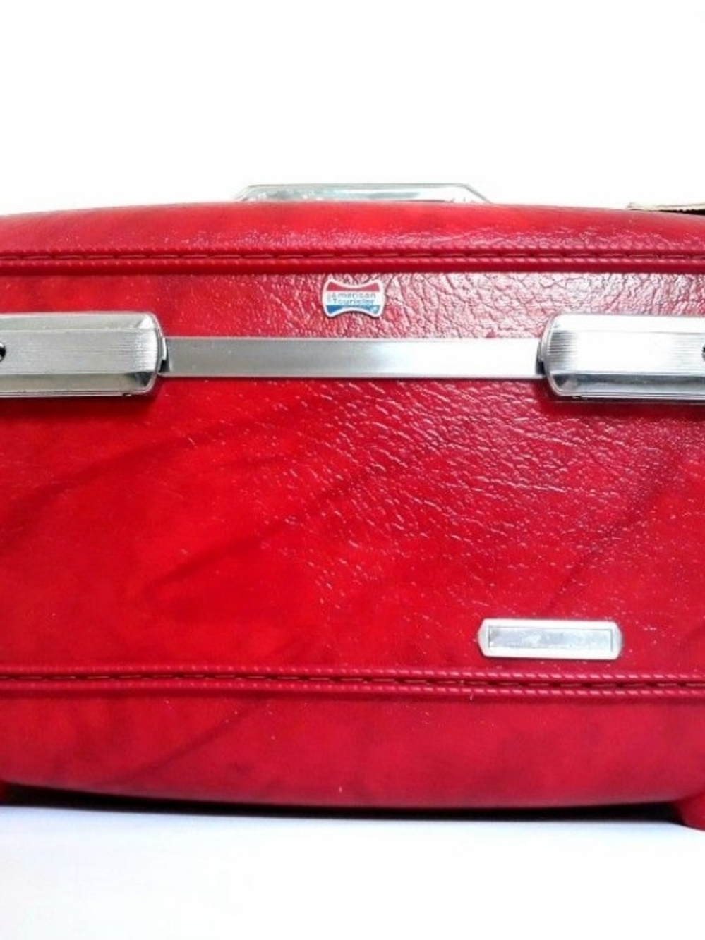 American Tourister Red Makeup Travel Case with Silver Trim